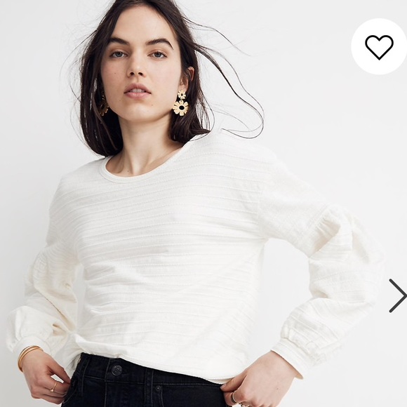 Madewell Tops - Madewell white texture & thread bubble sleeve top